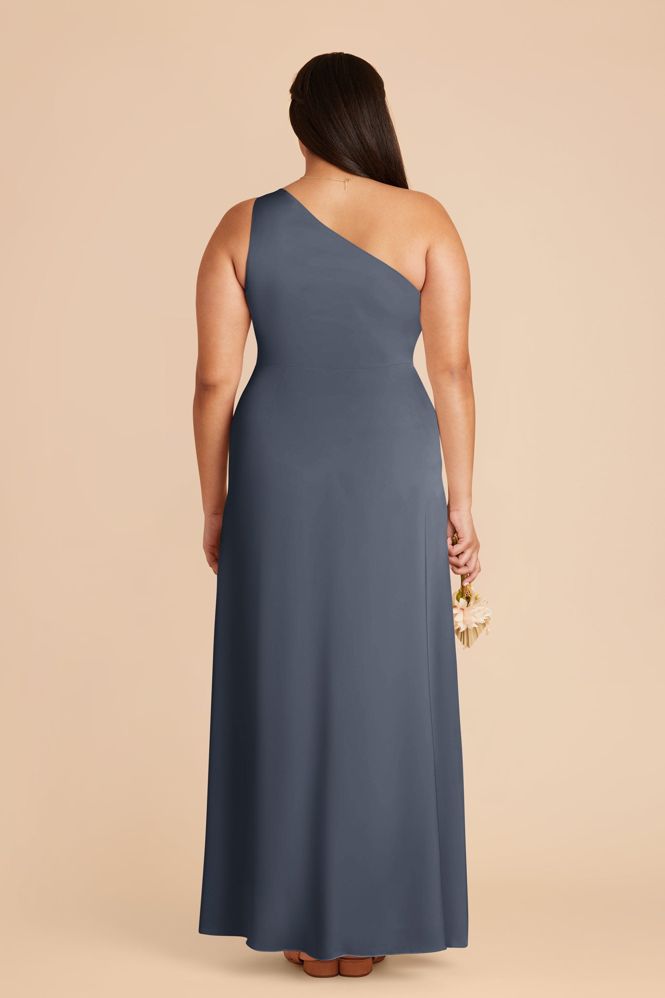 One-Shoulder Matte Satin Dress in Dusk Blue | Kira