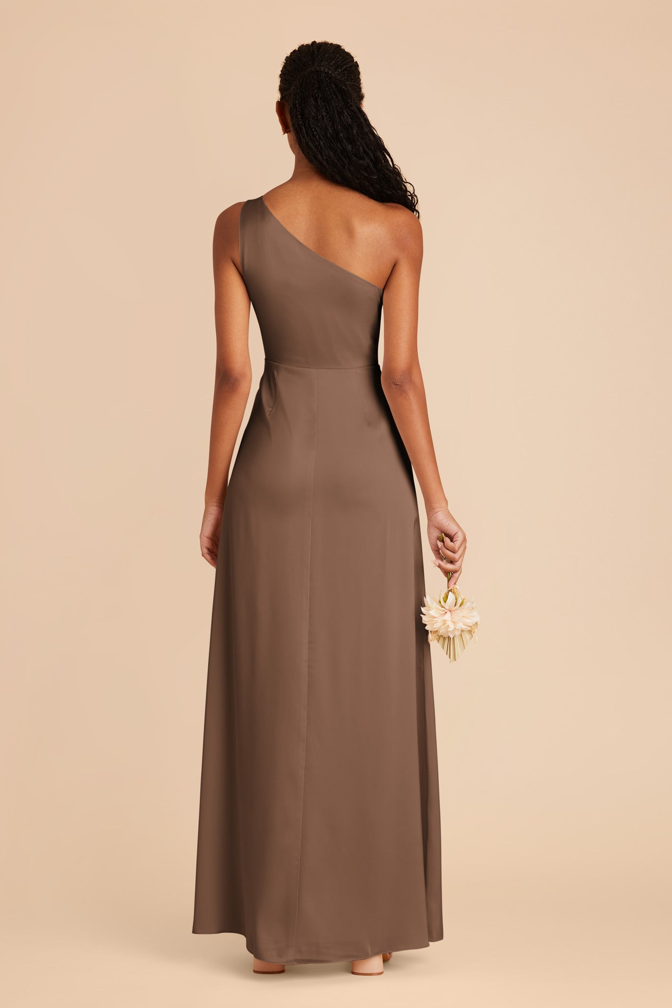 One-Shoulder Matte Satin Dress for Women | Kira Mocha