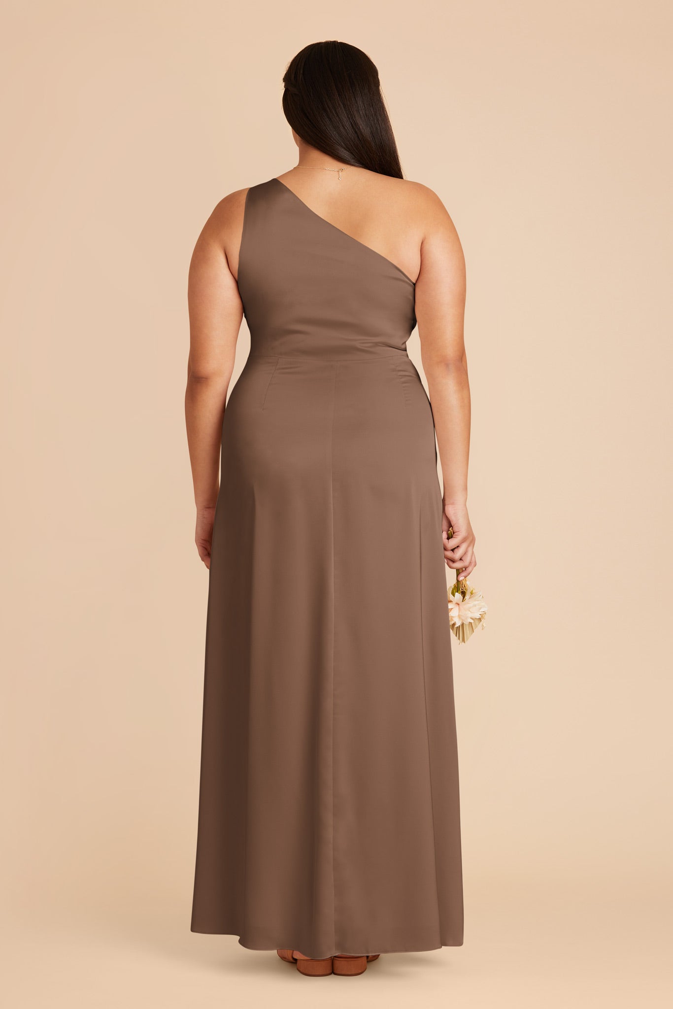 One-Shoulder Matte Satin Dress for Women | Kira Mocha