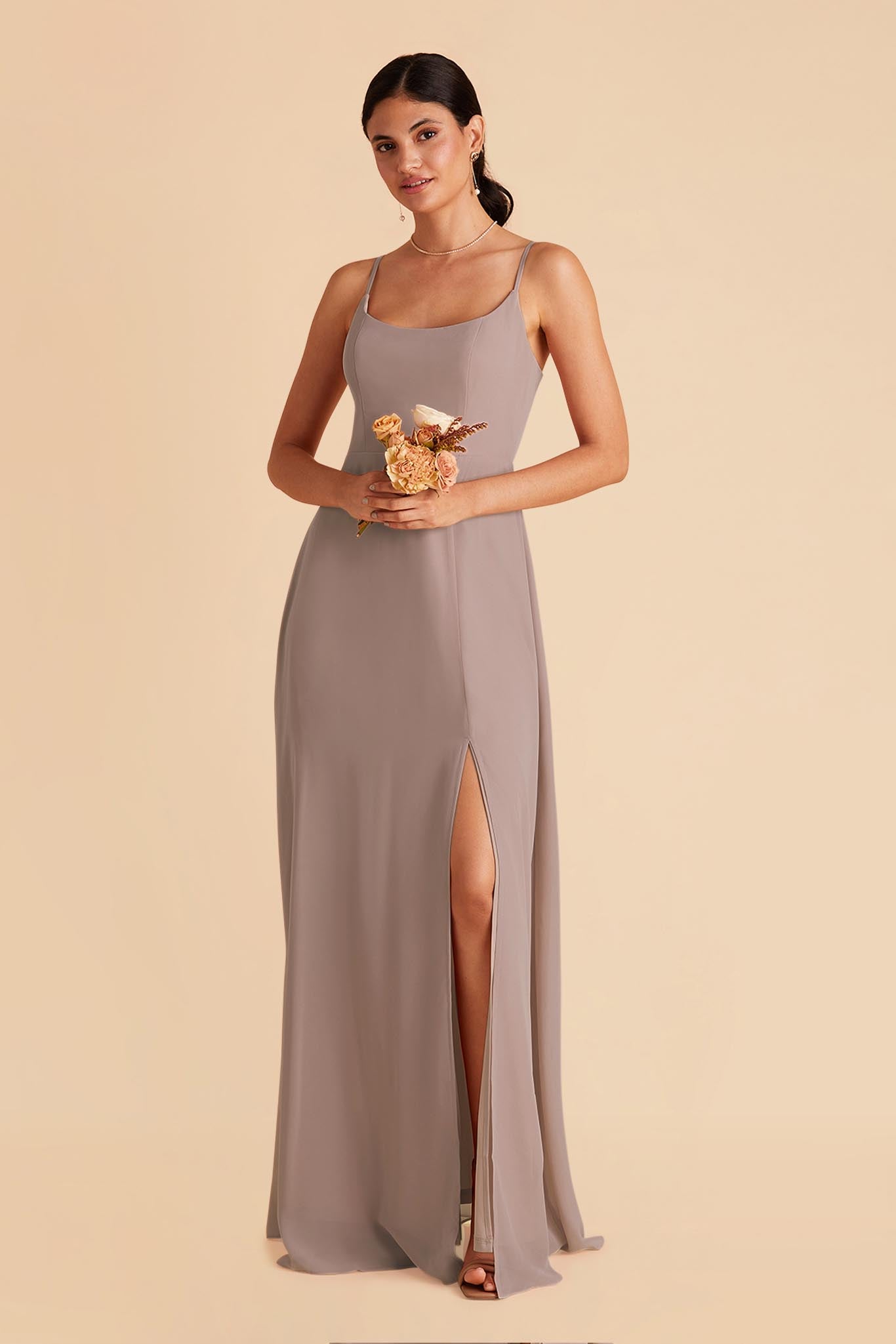 Chiffon Scoop Dress in Toffee | Amy
