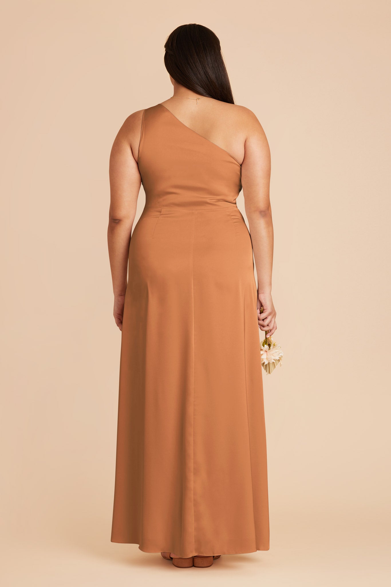 One-Shoulder Matte Satin Dress | Kira in Rust