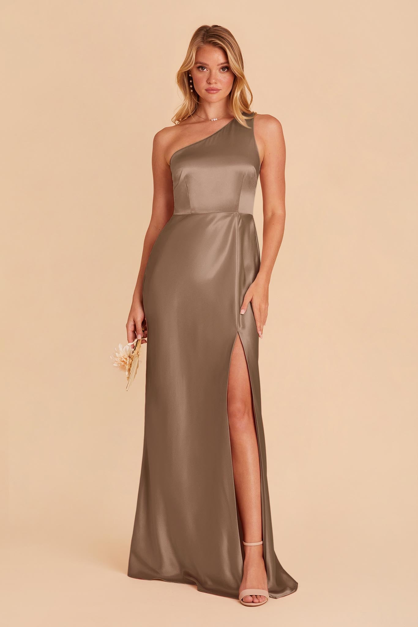 Shiny Satin Dress for Women | Kira Mocha