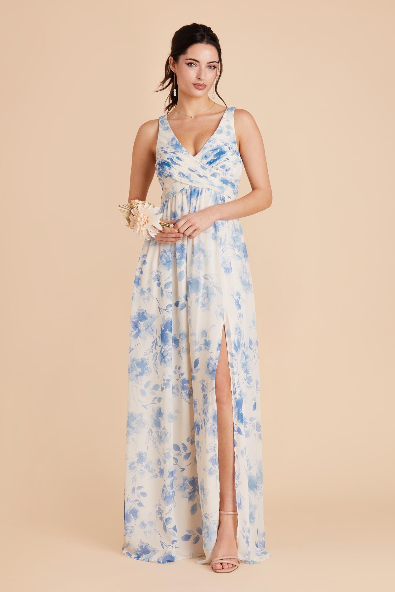 Empire Waist Bridesmaid Dress - Blue Rococo Floral | Laurie