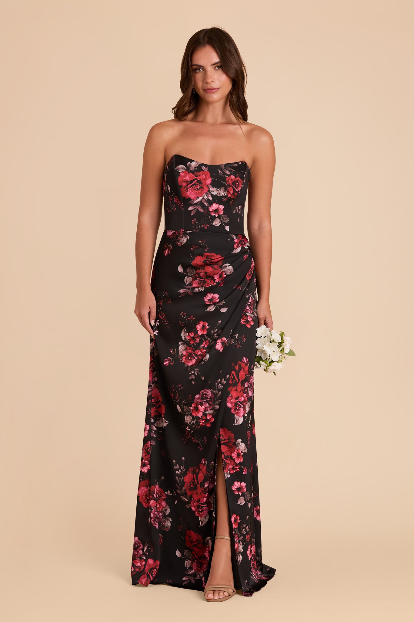 Matte Satin Corset Dress with Removable Straps | Fleurs D'Amour
