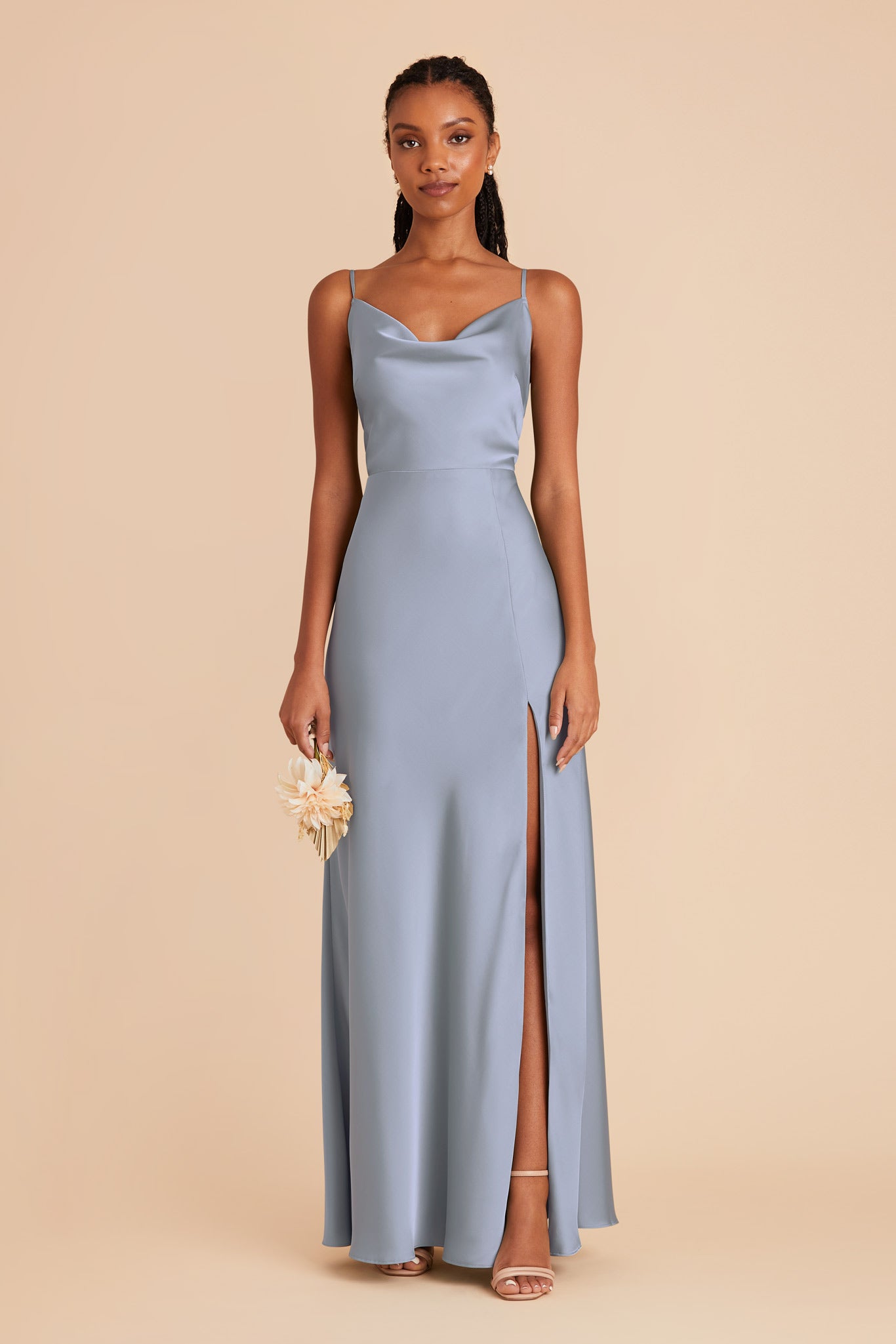 Floor-Length Satin Bridesmaid Dress with Cowl Neck | Lisa