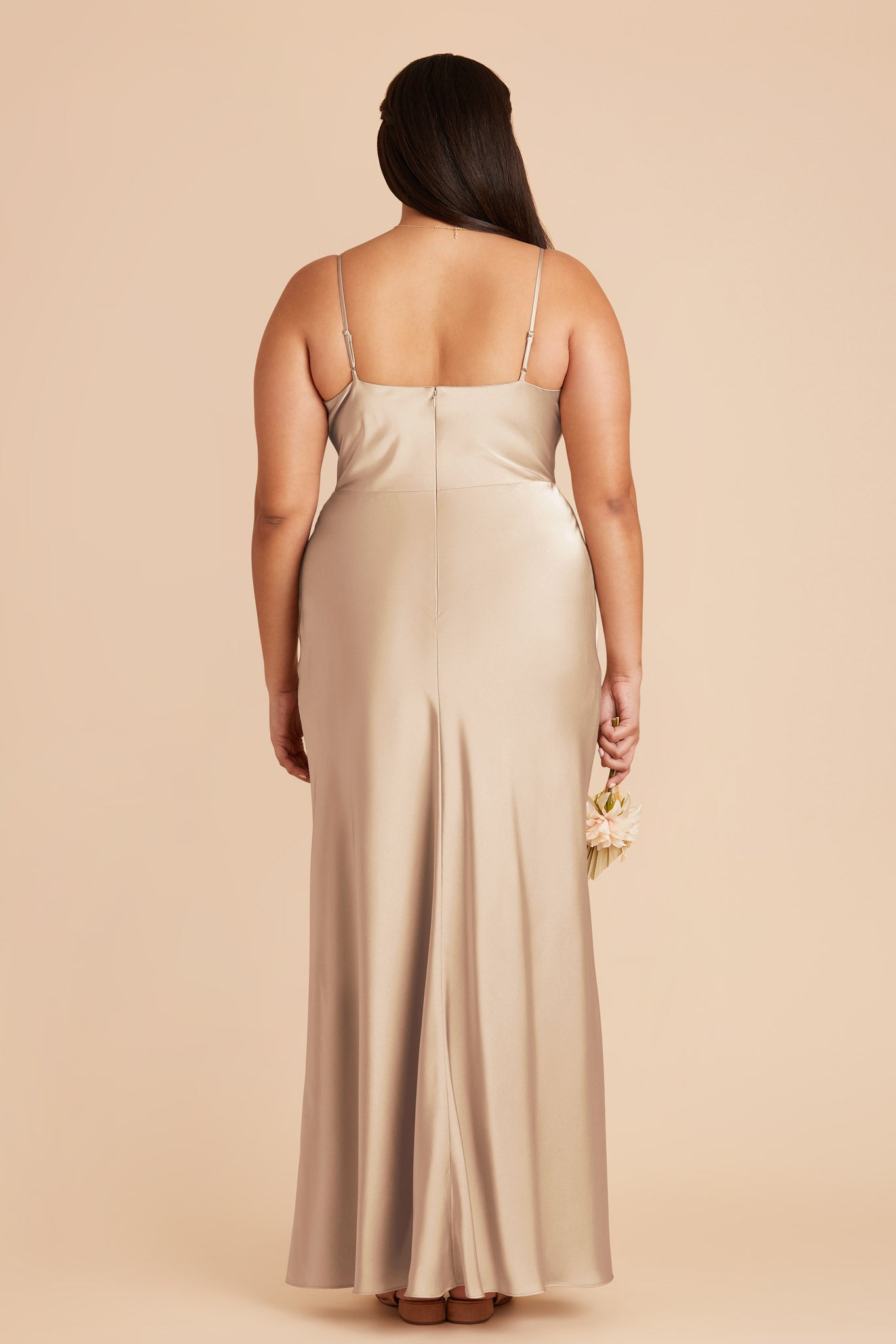 Gold Satin Bridesmaid Dress with Cowl Neck | Lisa Long