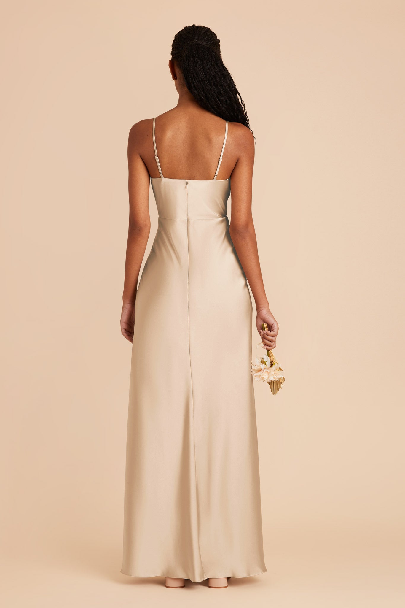 Gold Satin Bridesmaid Dress with Cowl Neck | Lisa Long