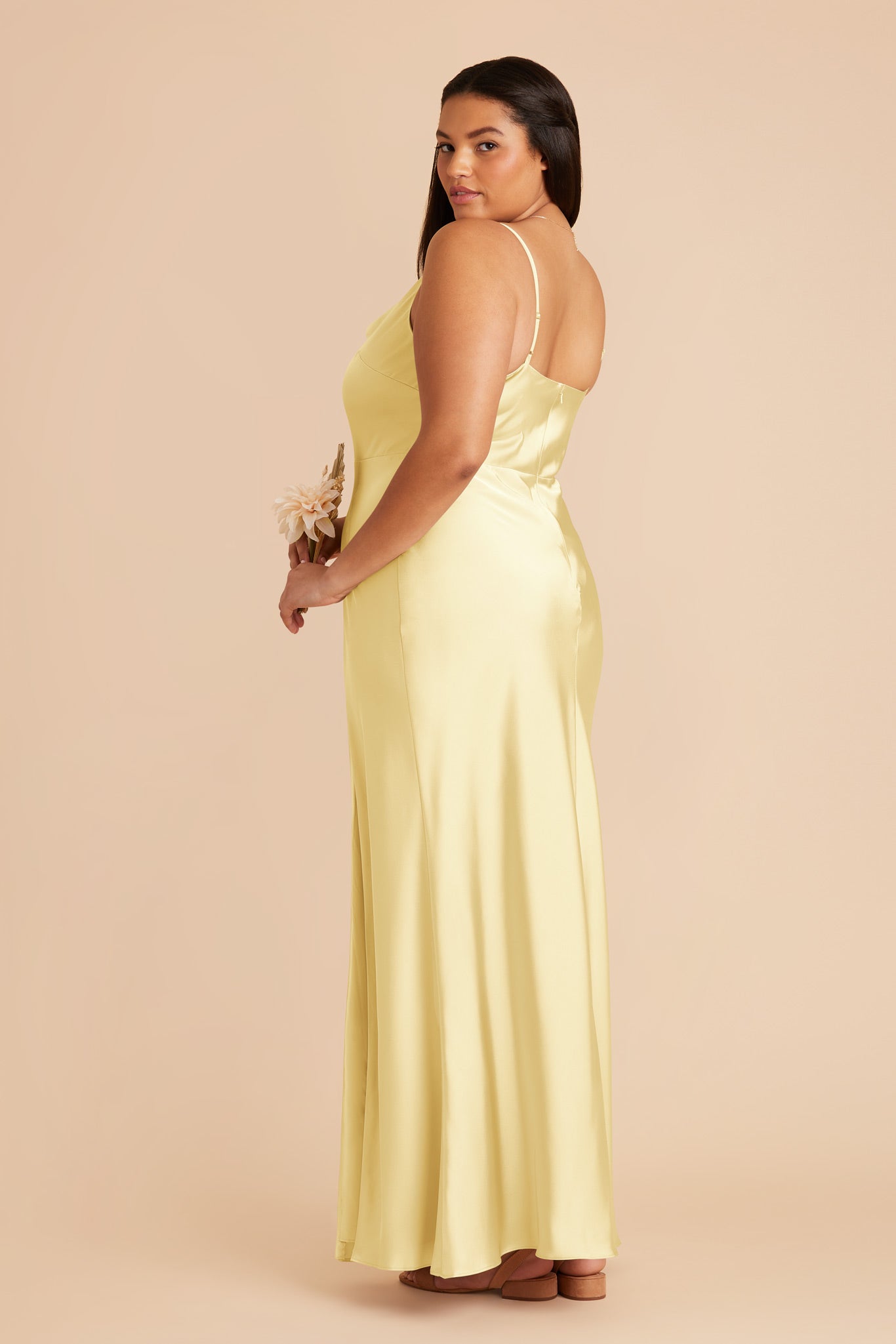 Floor-Length Satin Bridesmaid Dress with Cowl Neck | Lisa