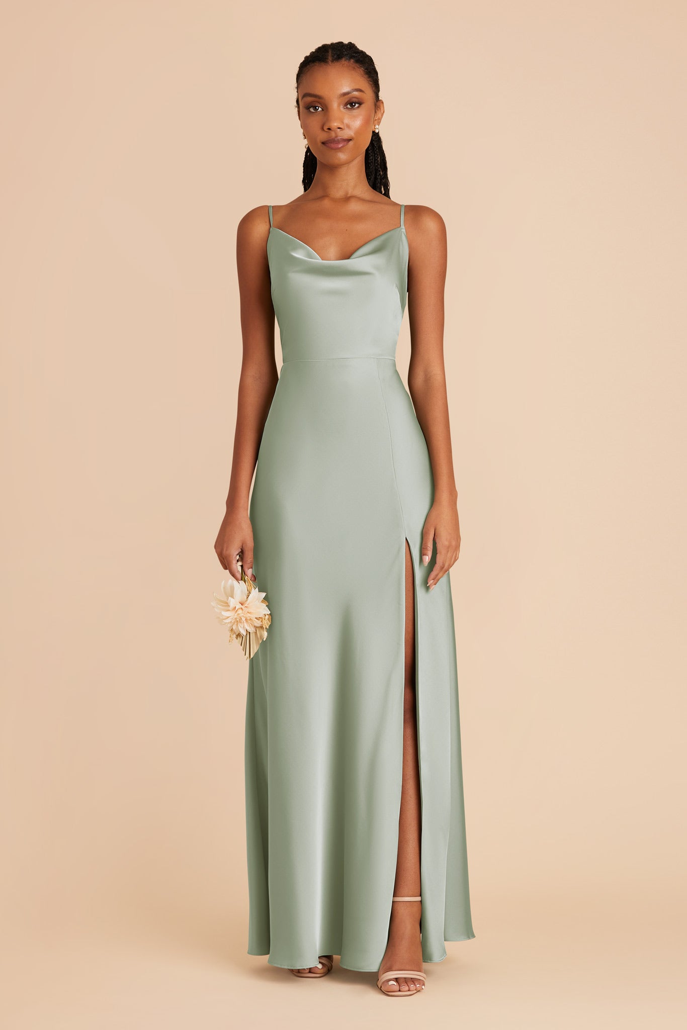 Long Satin Bridesmaid Dress with Cowl Neck | Lisa Sage