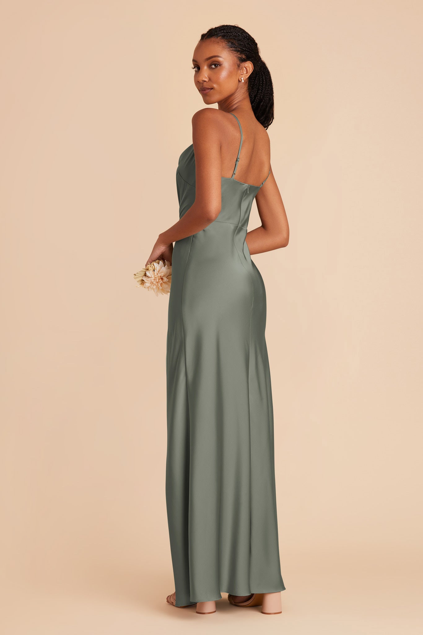 Floor-Length Satin Bridesmaid Dress with Cowl Neck | Lisa