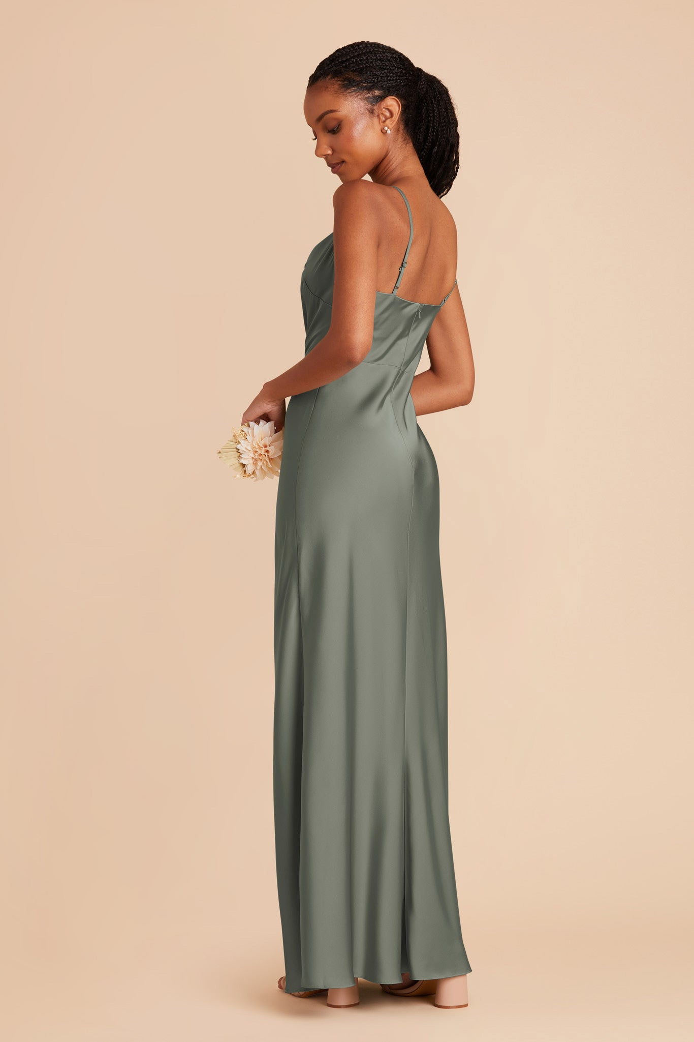 Floor-Length Satin Bridesmaid Dress with Cowl Neck | Lisa