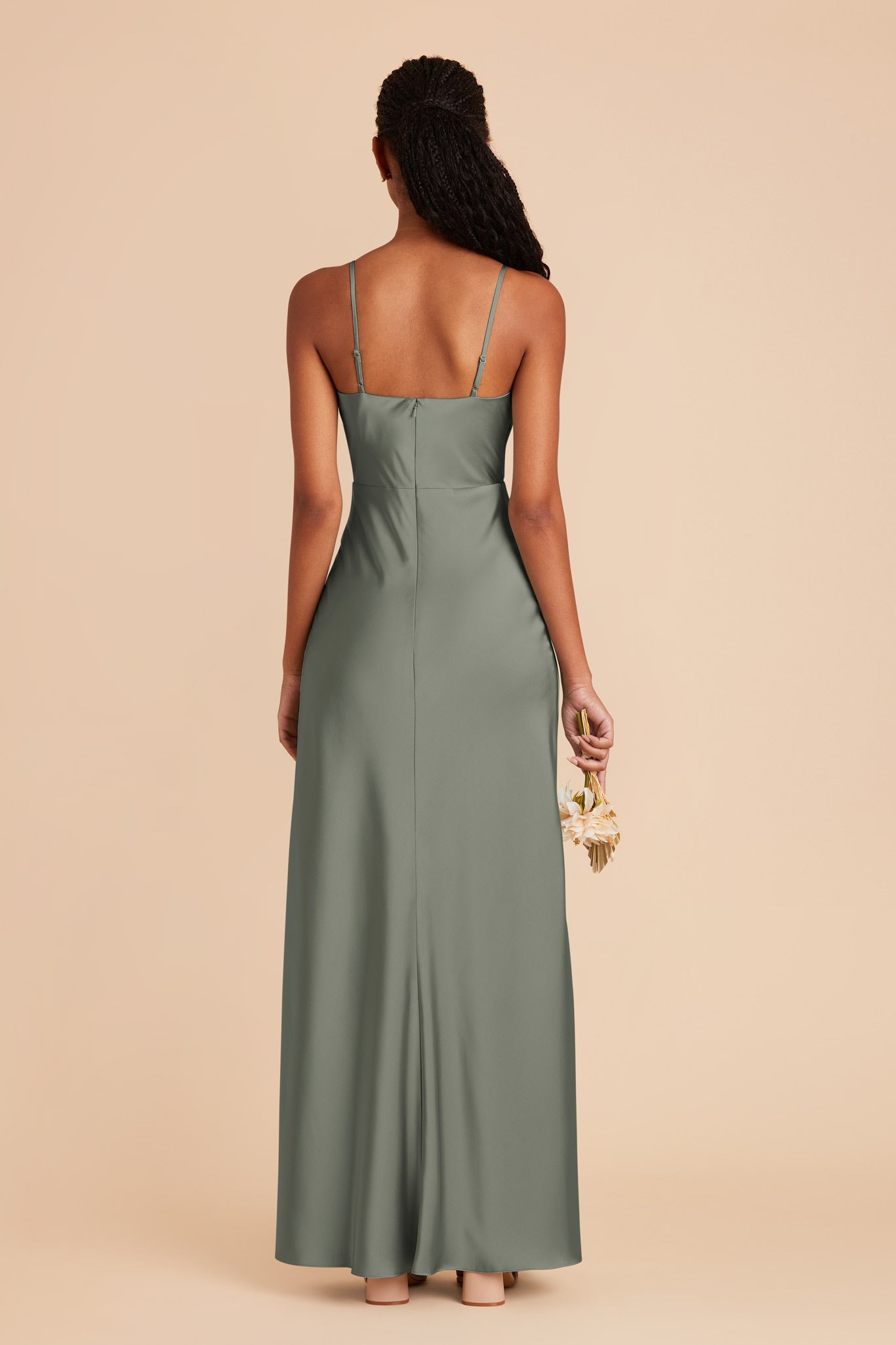 Floor-Length Satin Bridesmaid Dress with Cowl Neck | Lisa