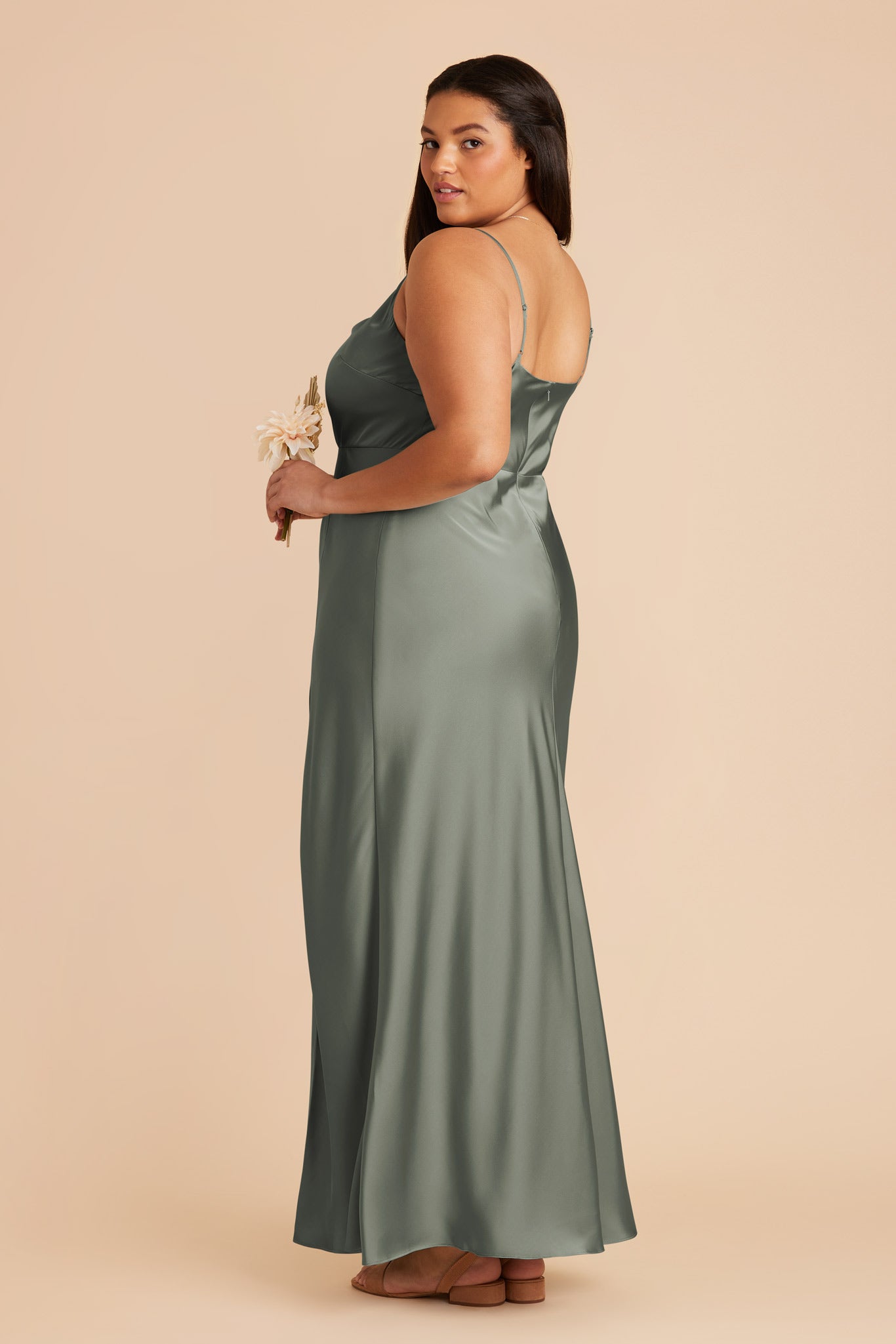 Floor-Length Satin Bridesmaid Dress with Cowl Neck | Lisa