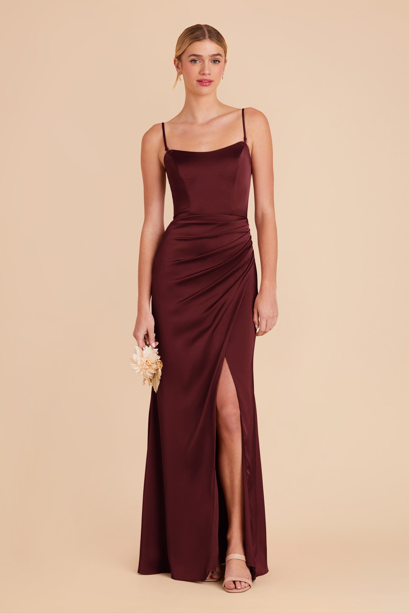 Corset Style Satin Dress with Removable Straps | Anne Matte