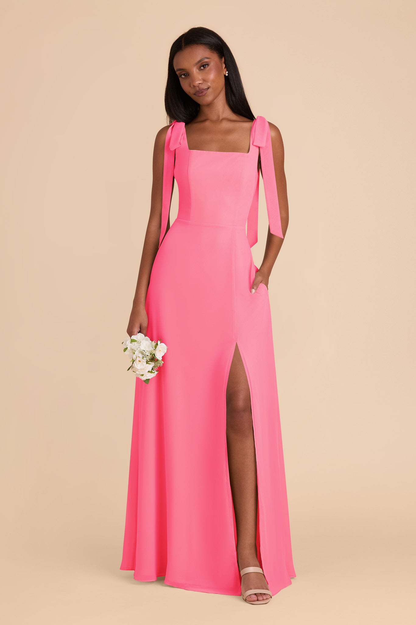 Chiffon Convertible Dress with Bows | Alex Bon Bon Pink