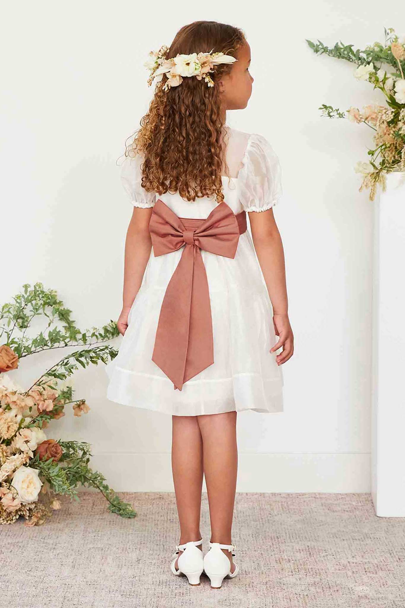 Flower Girl Sash with Bow & Velcro Adjuster - Desert Rose