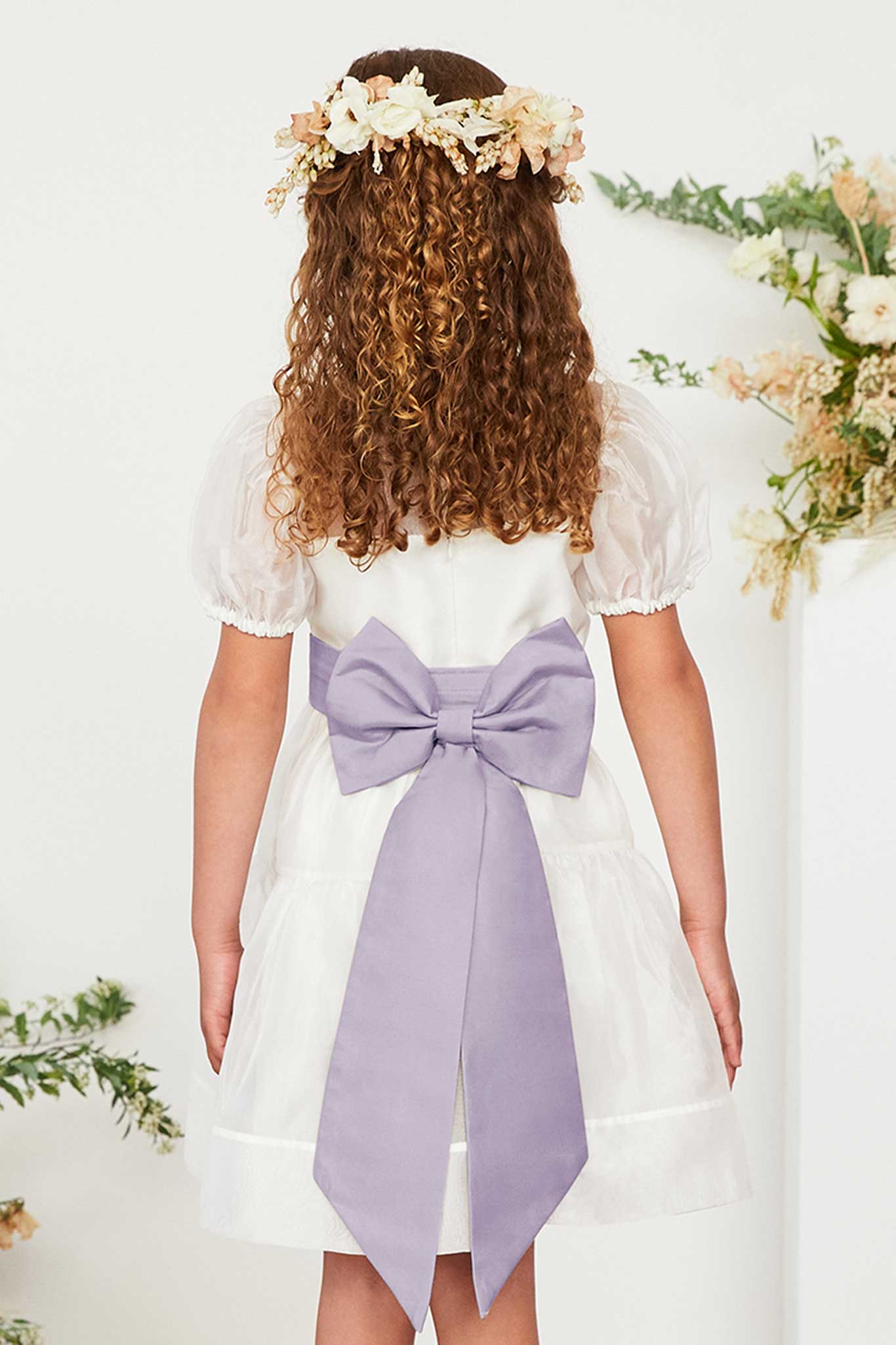 Flower Girl Sash with Bow & Velcro Adjuster - Dusty Lilac