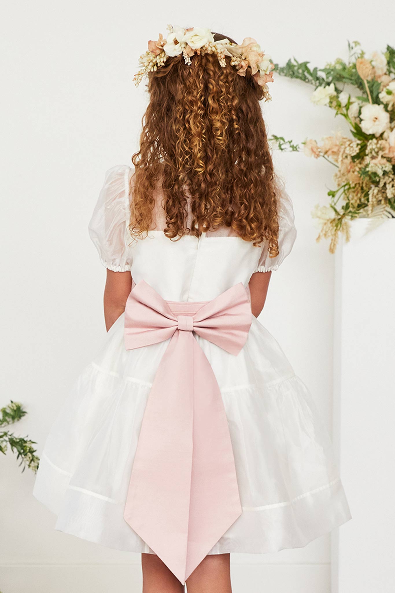 Flower Girl Sash with Bow & Velcro Adjuster - Dusty Rose