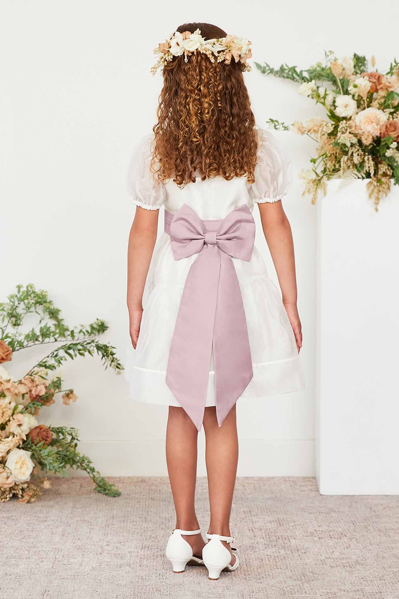 Flower Girl Sash with Bow & Velcro Adjuster - Pale Blush | Liz