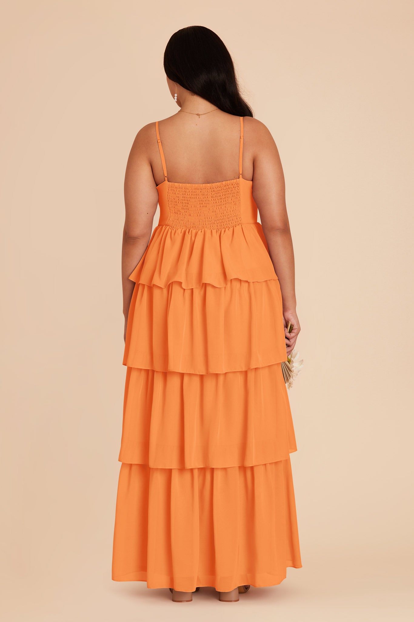 Ruffle Tiered Chiffon Dress for Women | Lola Apricot
