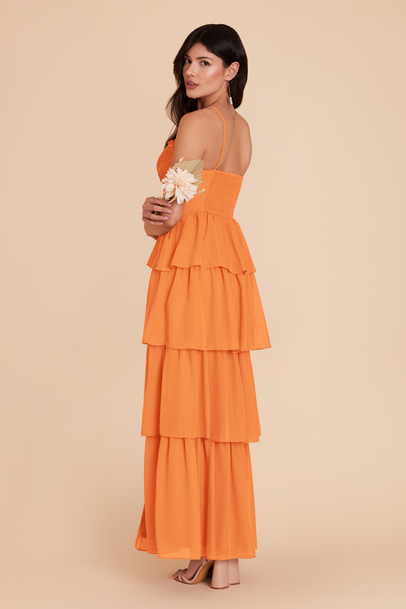 Ruffle Tiered Chiffon Dress for Women | Lola Apricot
