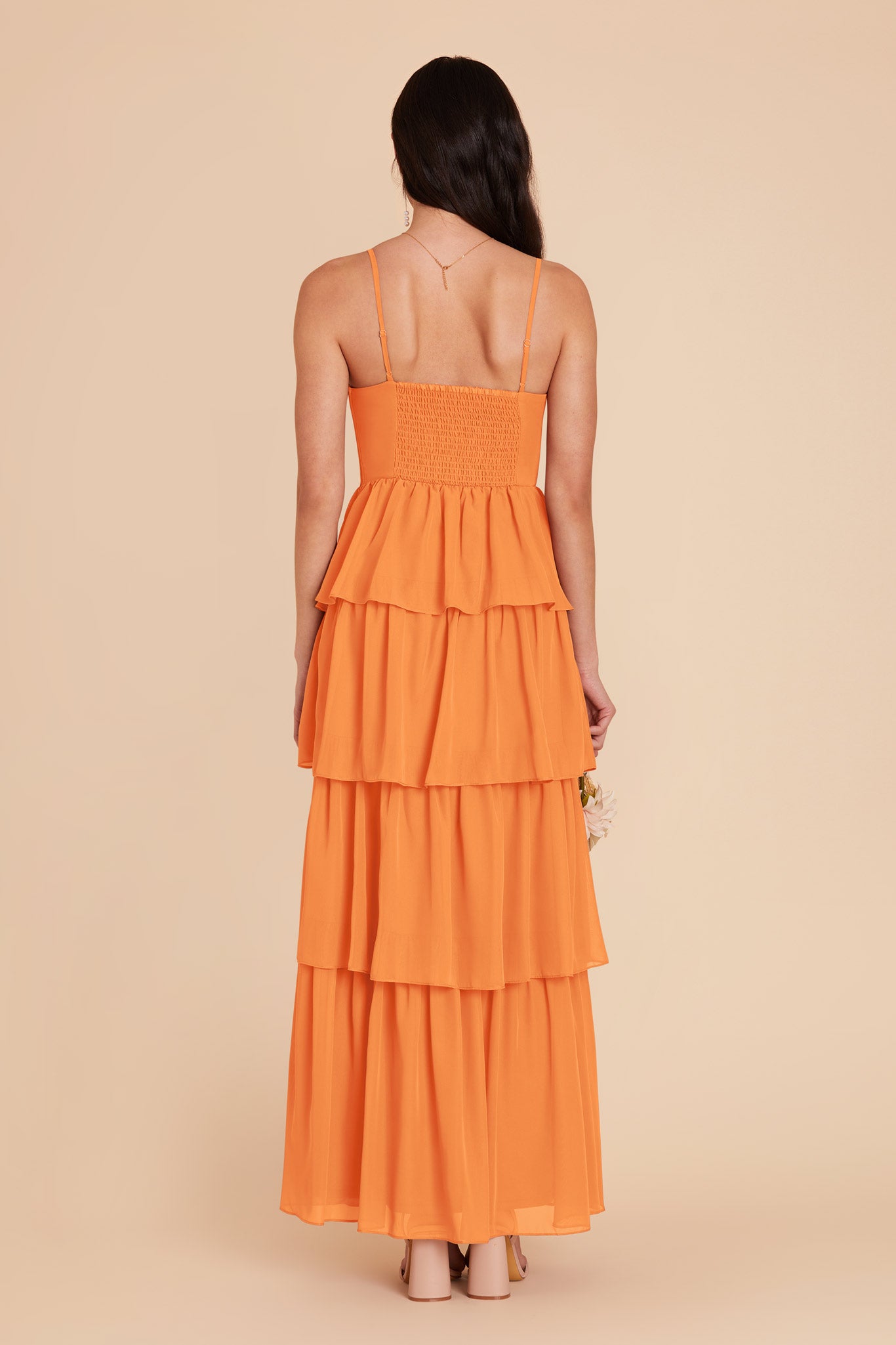 Ruffle Tiered Chiffon Dress for Women | Lola Apricot
