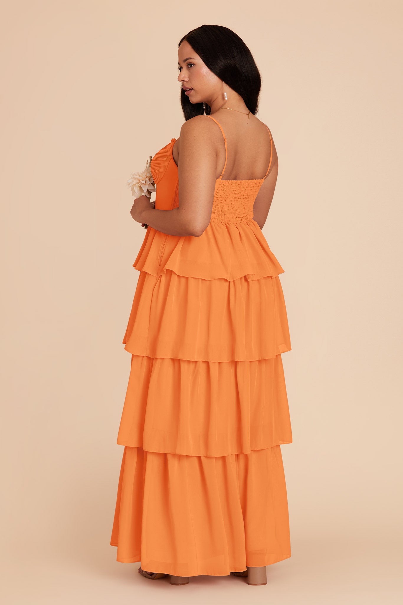 Ruffle Tiered Chiffon Dress for Women | Lola Apricot
