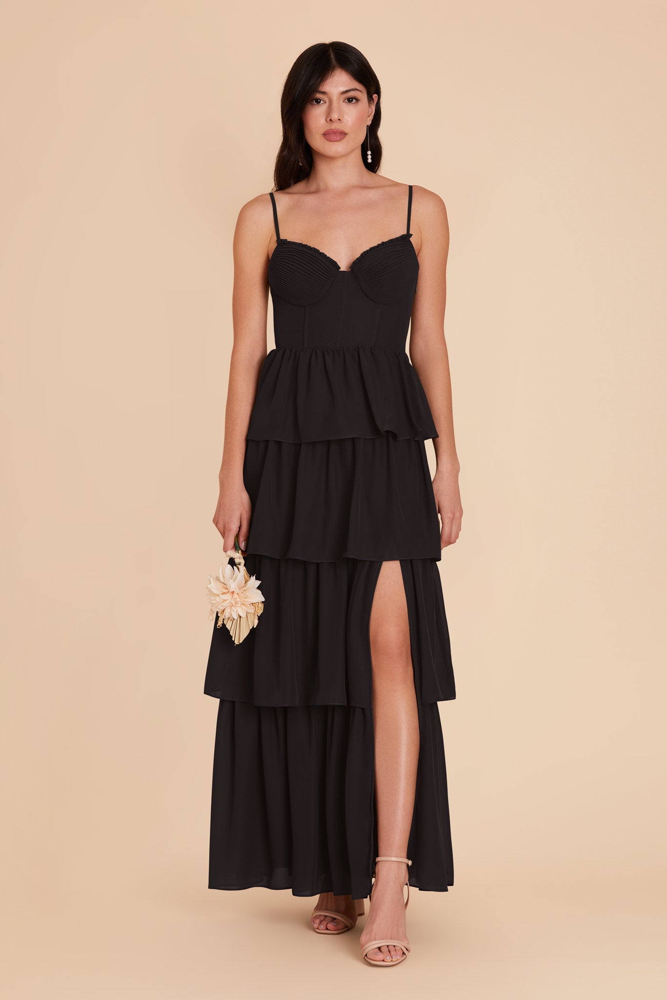 Ruffle Tiered Chiffon Dress for Women | Lola Black Dress