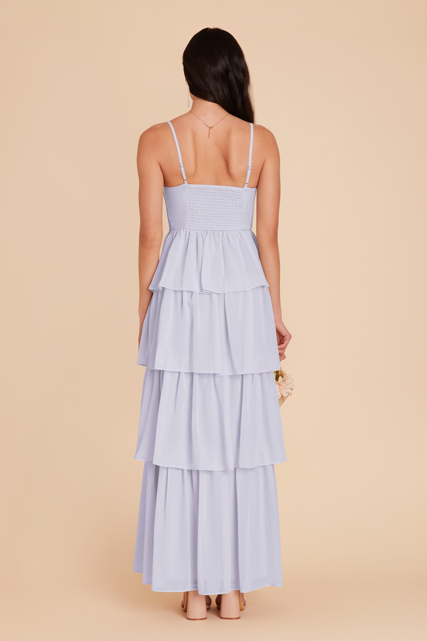 Ruffle Tiered Chiffon Dress in Periwinkle Blue | Lola