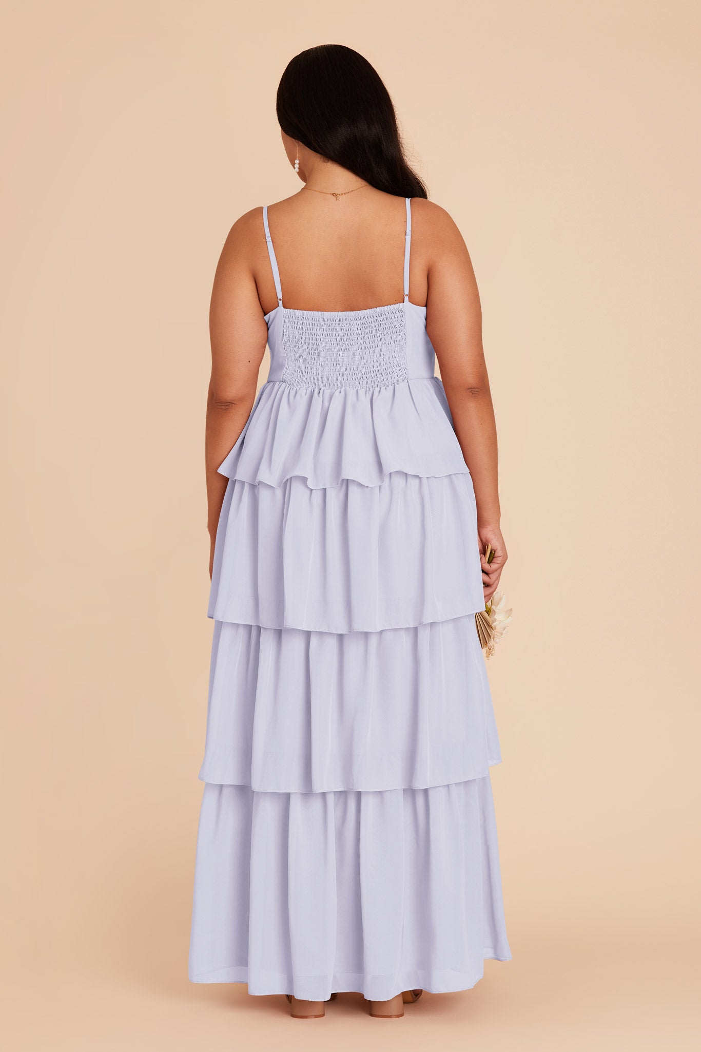 Ruffle Tiered Chiffon Dress in Periwinkle Blue | Lola