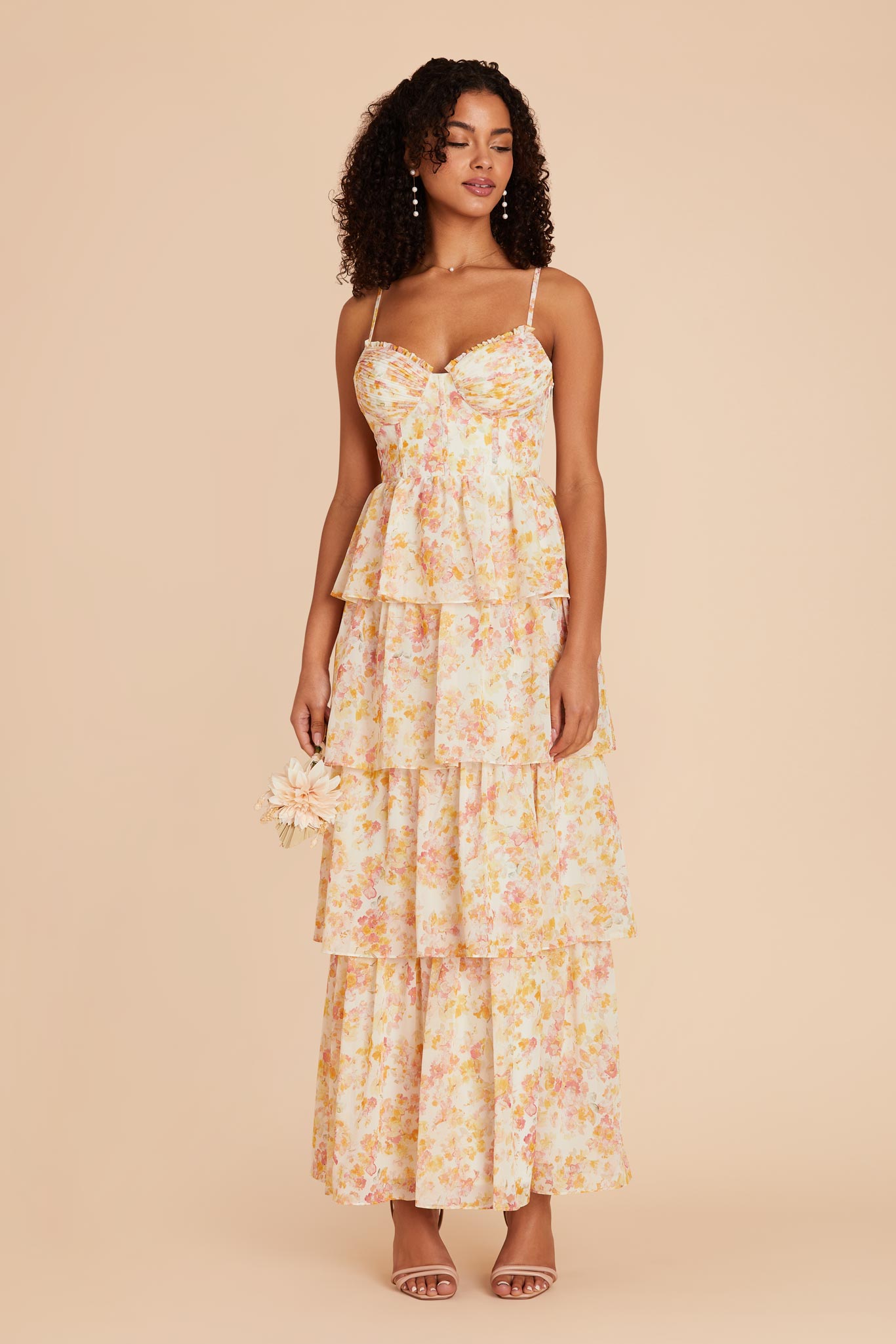 Flowy Chiffon Dress with Ruffles & Floral Print | Lola