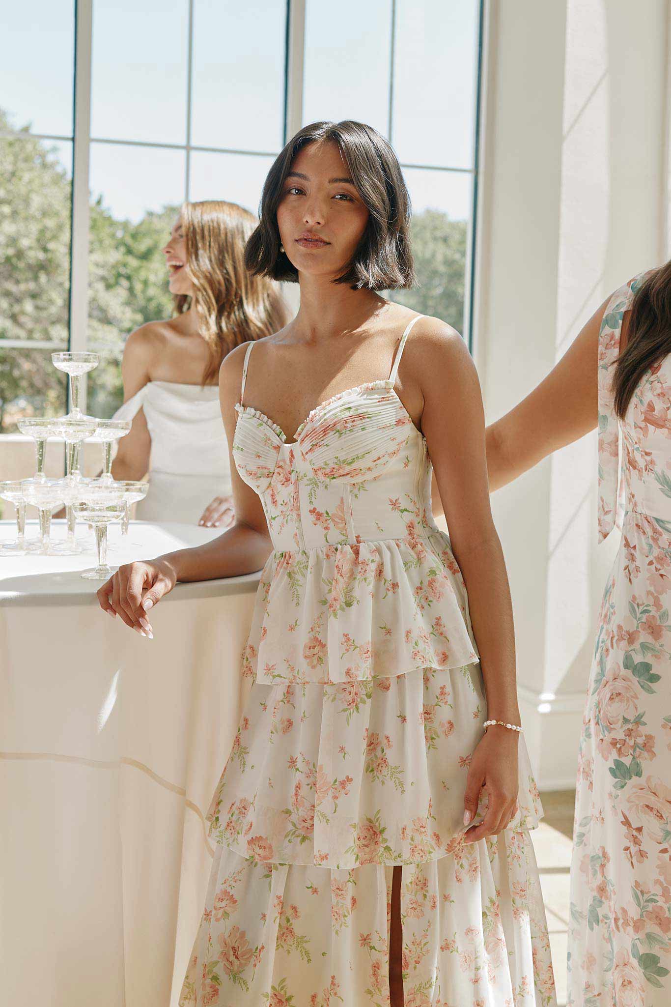 Ruffle Tiered Chiffon Dress for Women | Lola Whimsical Blooms