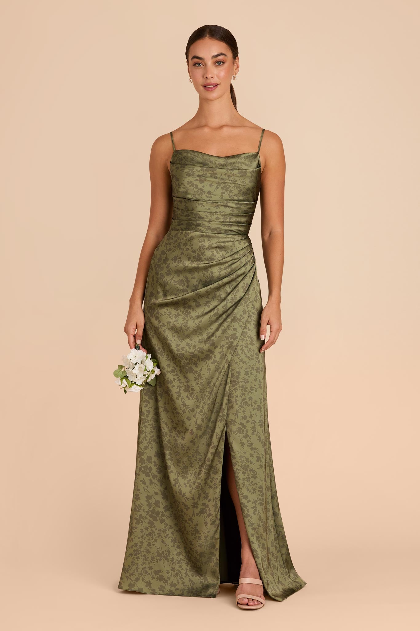 Matte Satin Bridesmaid Dress with Mermaid Skirt & Cowl Neck | Lydia