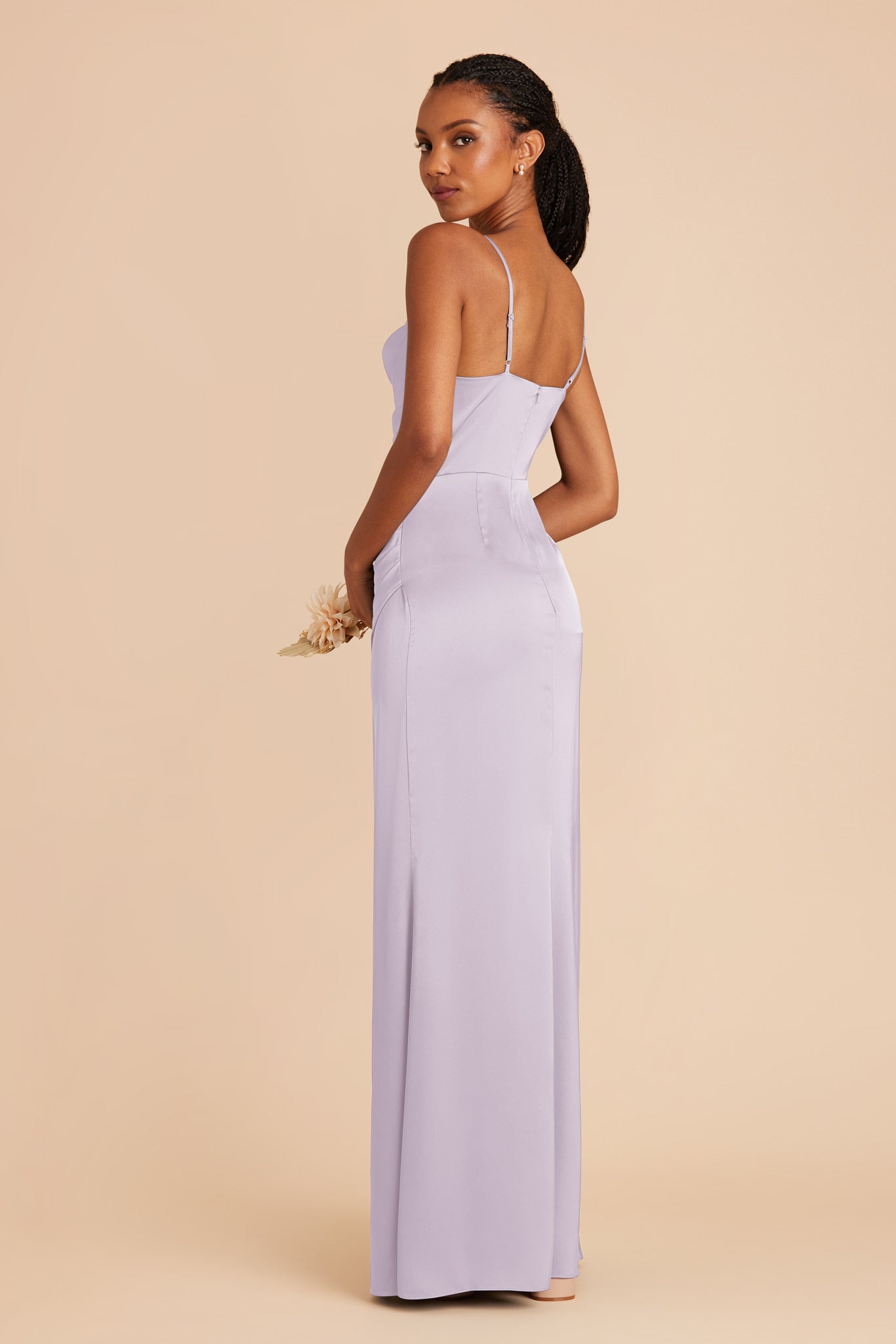 Matte Satin Bridesmaid Dress with Mermaid Skirt & Cowl Neck | Lydia