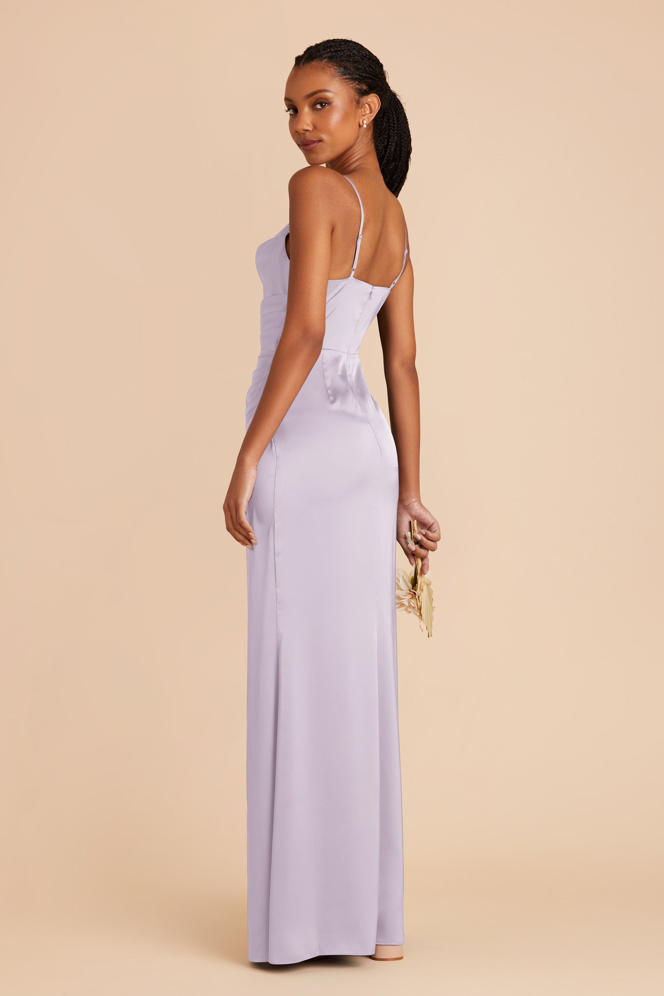 Matte Satin Bridesmaid Dress with Mermaid Skirt & Cowl Neck | Lydia
