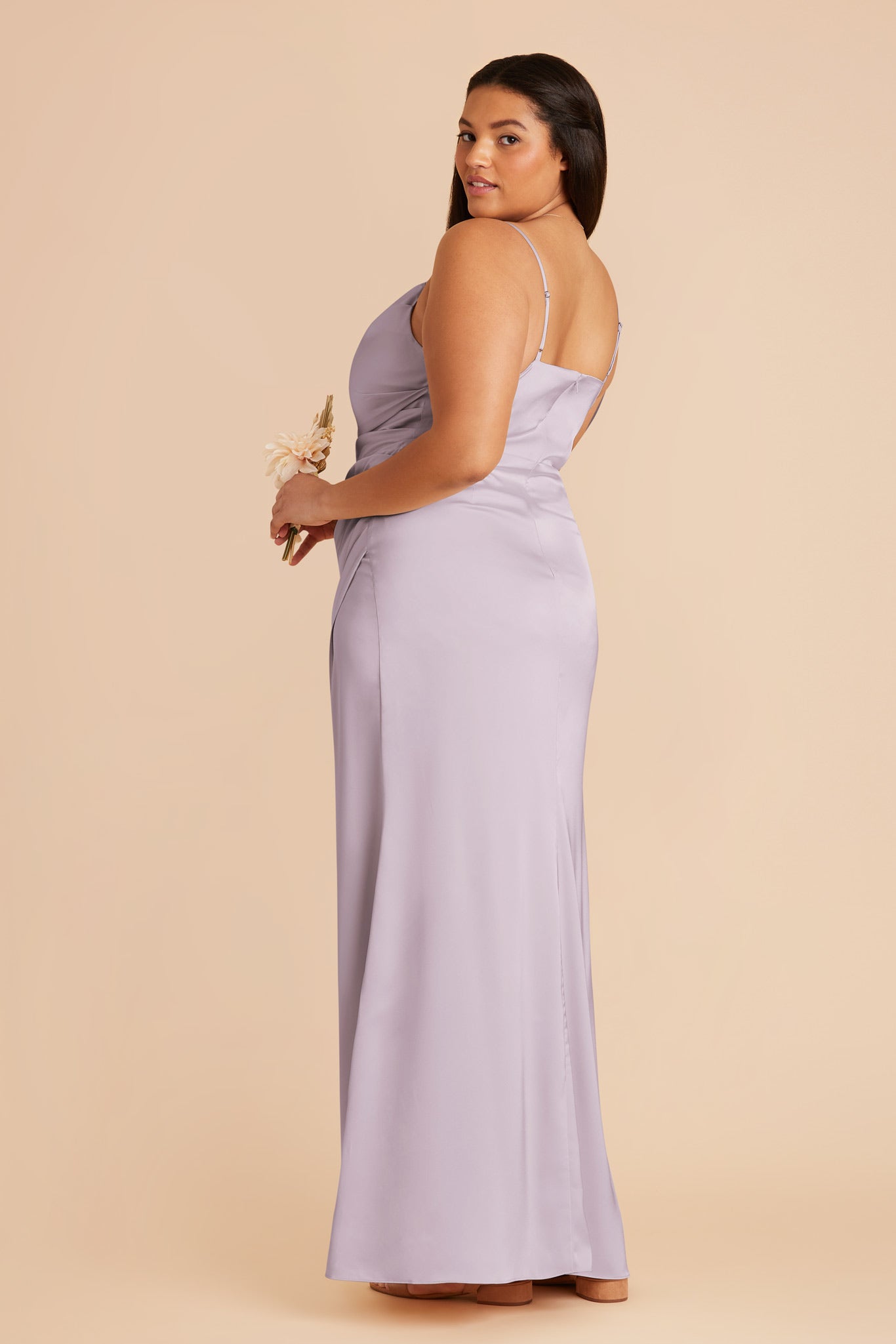 Matte Satin Bridesmaid Dress with Mermaid Skirt & Cowl Neck | Lydia