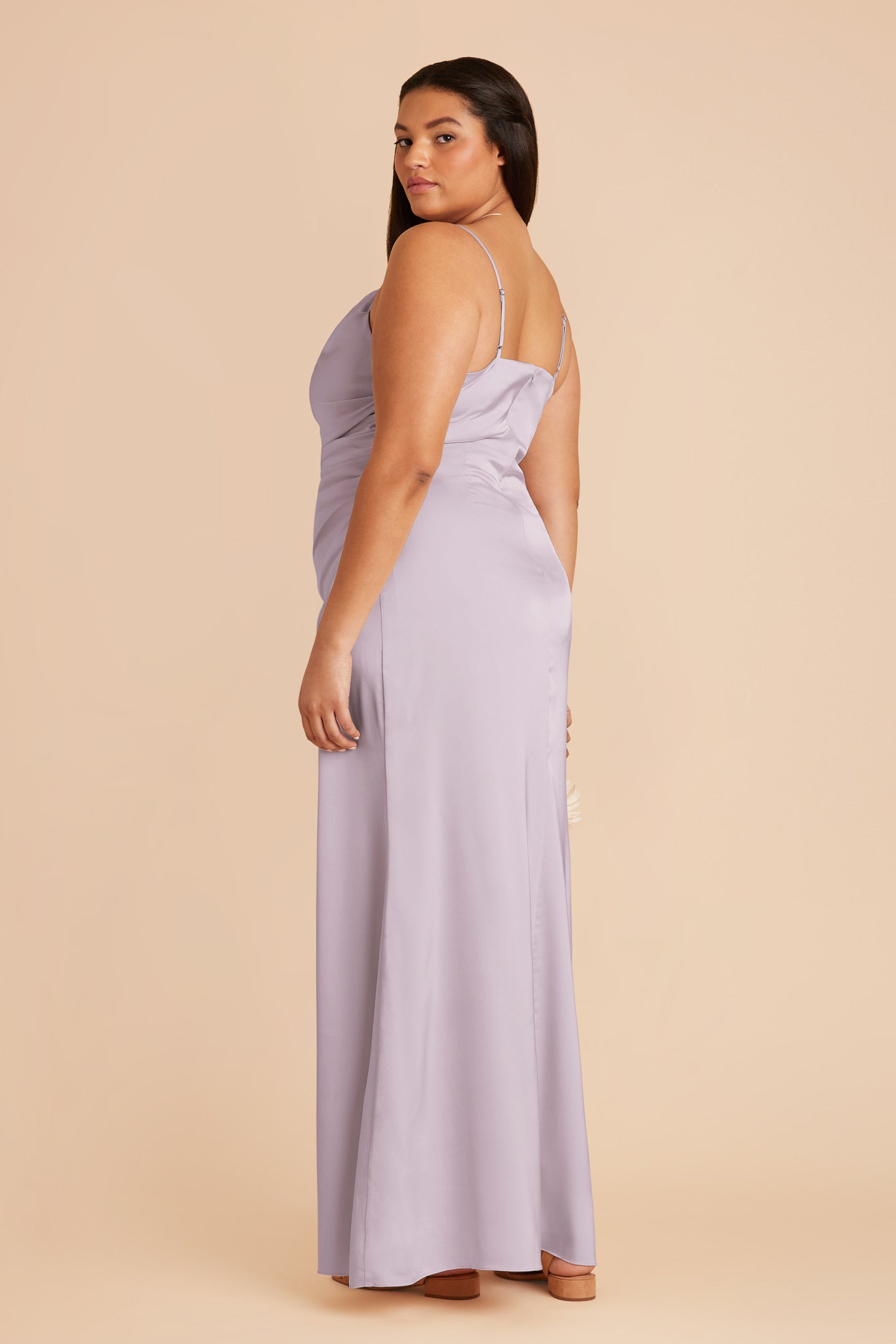 Matte Satin Bridesmaid Dress with Mermaid Skirt & Cowl Neck | Lydia