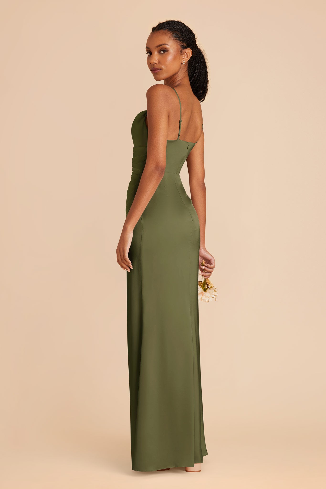 Matte Satin Bridesmaid Dress with Mermaid Skirt & Cowl Neck | Lydia