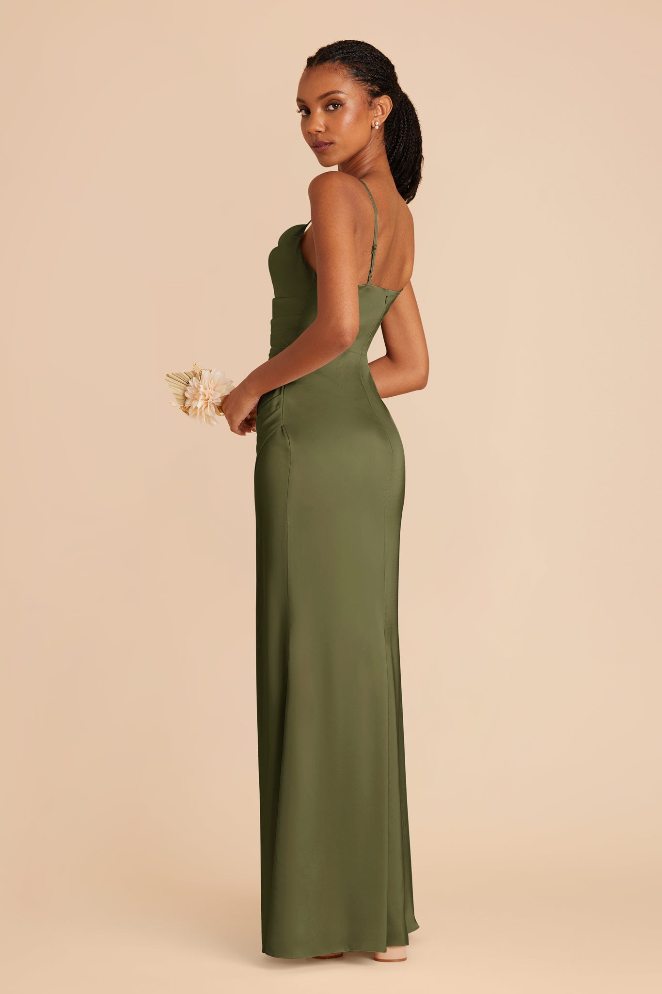 Matte Satin Bridesmaid Dress with Mermaid Skirt & Cowl Neck | Lydia