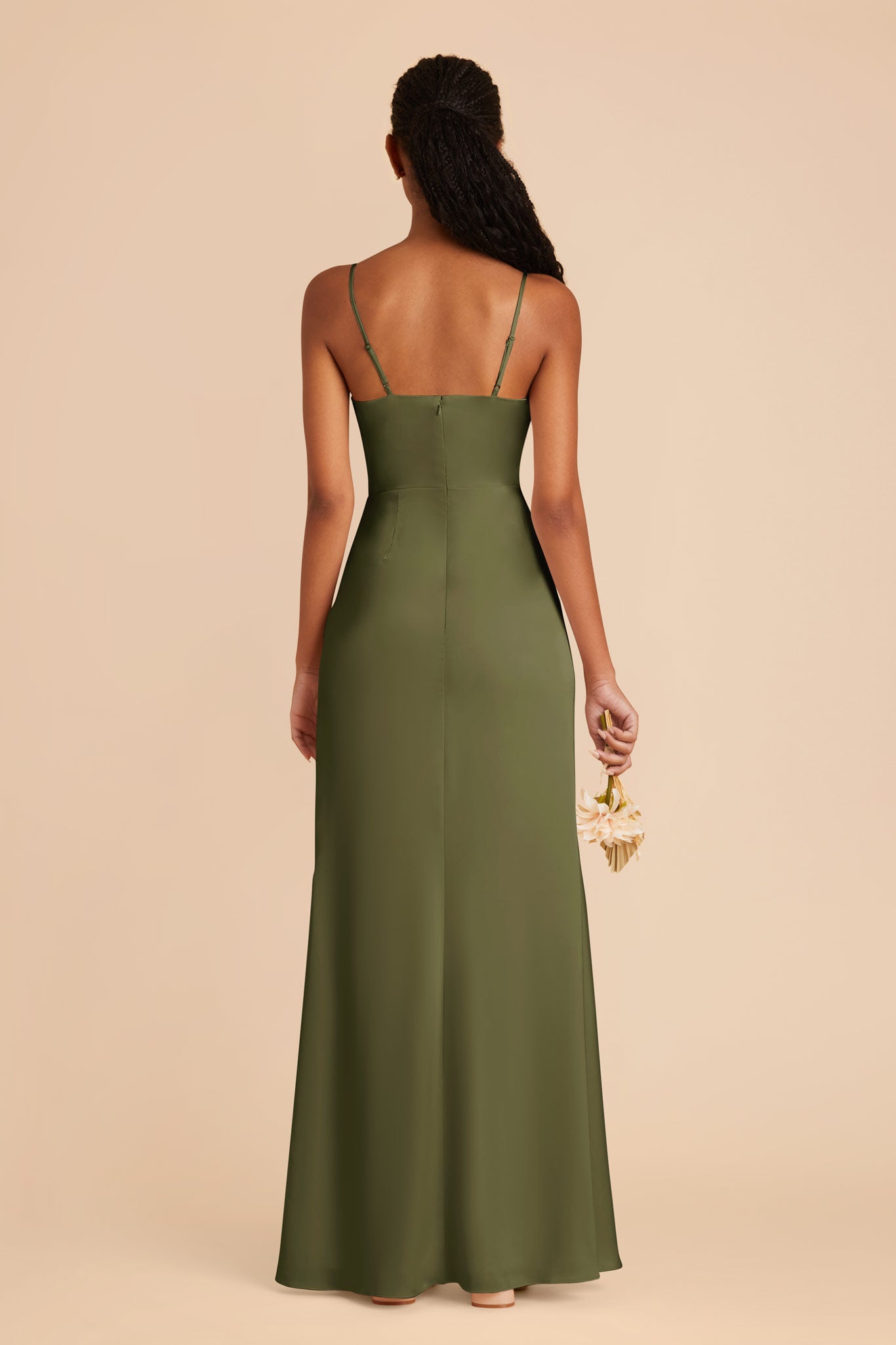 Matte Satin Bridesmaid Dress with Mermaid Skirt & Cowl Neck | Lydia