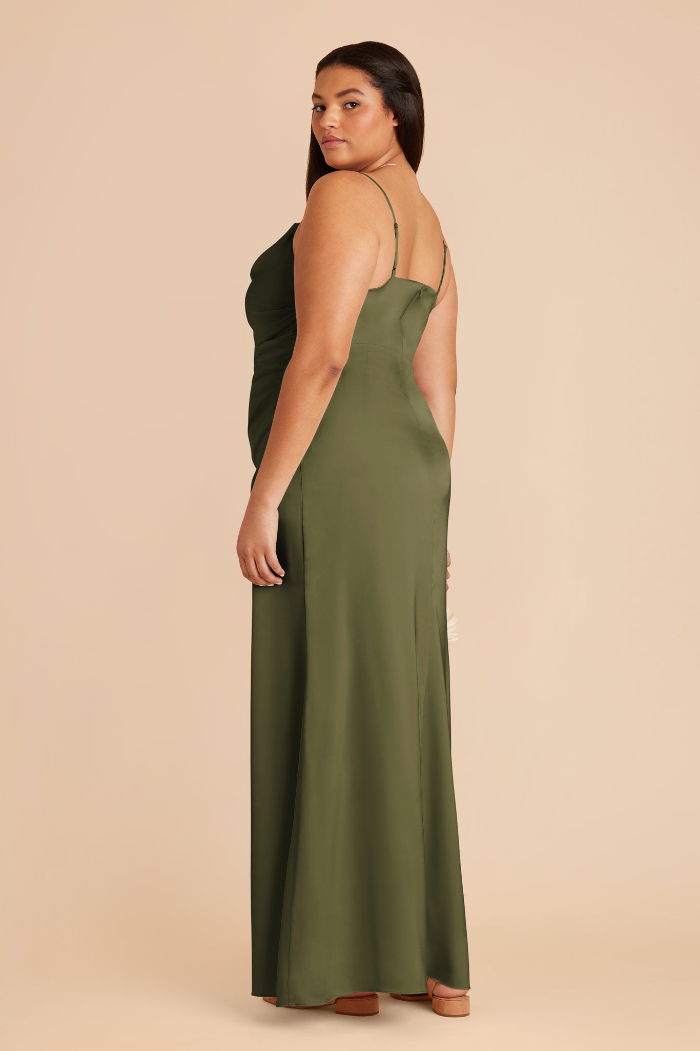 Matte Satin Bridesmaid Dress with Mermaid Skirt & Cowl Neck | Lydia