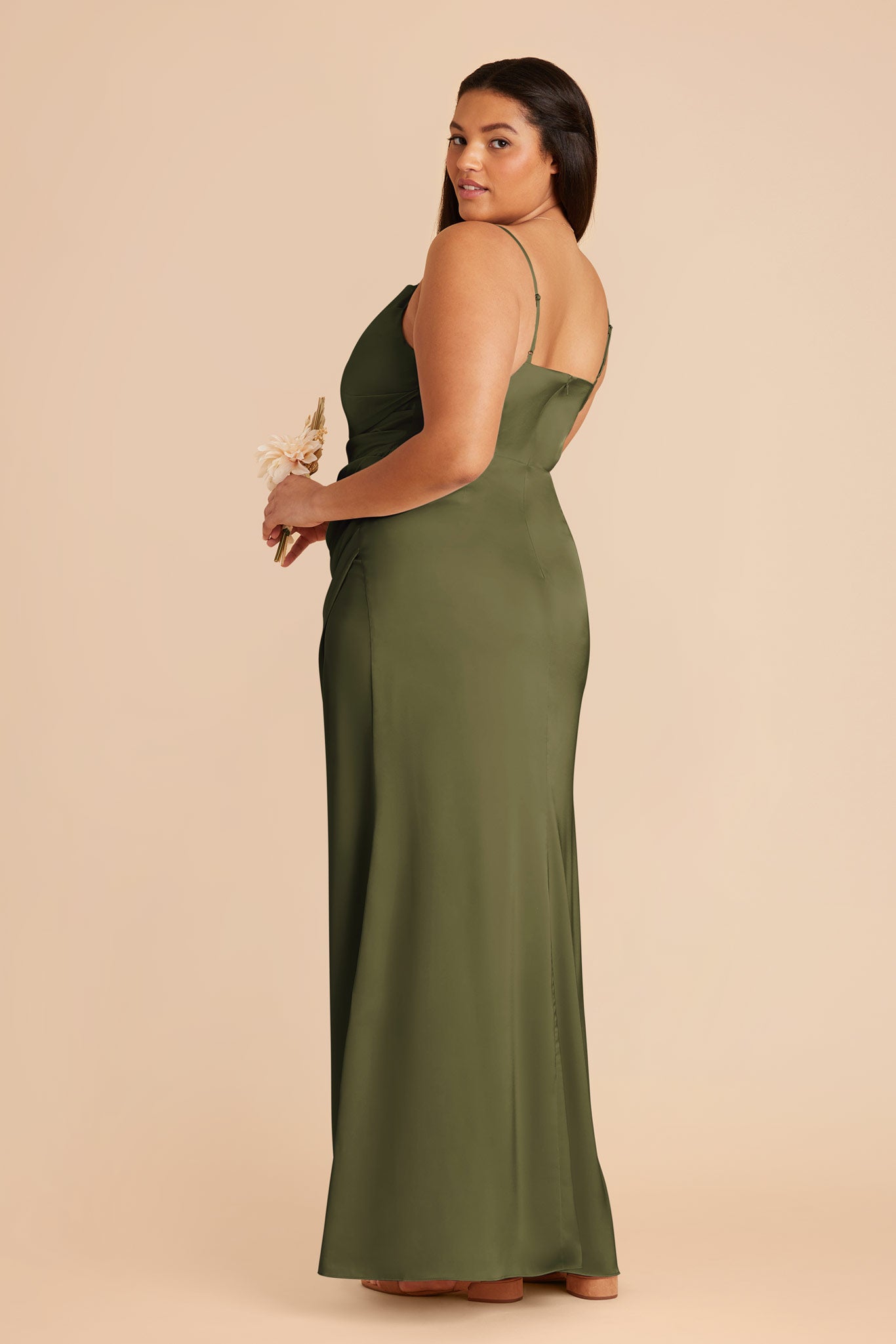 Matte Satin Bridesmaid Dress with Mermaid Skirt & Cowl Neck | Lydia