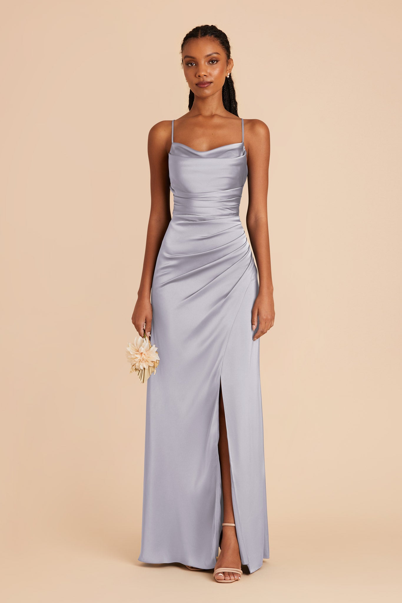 Periwinkle Blue Satin Bridesmaid Dress | Lydia Matte Mermaid Gown