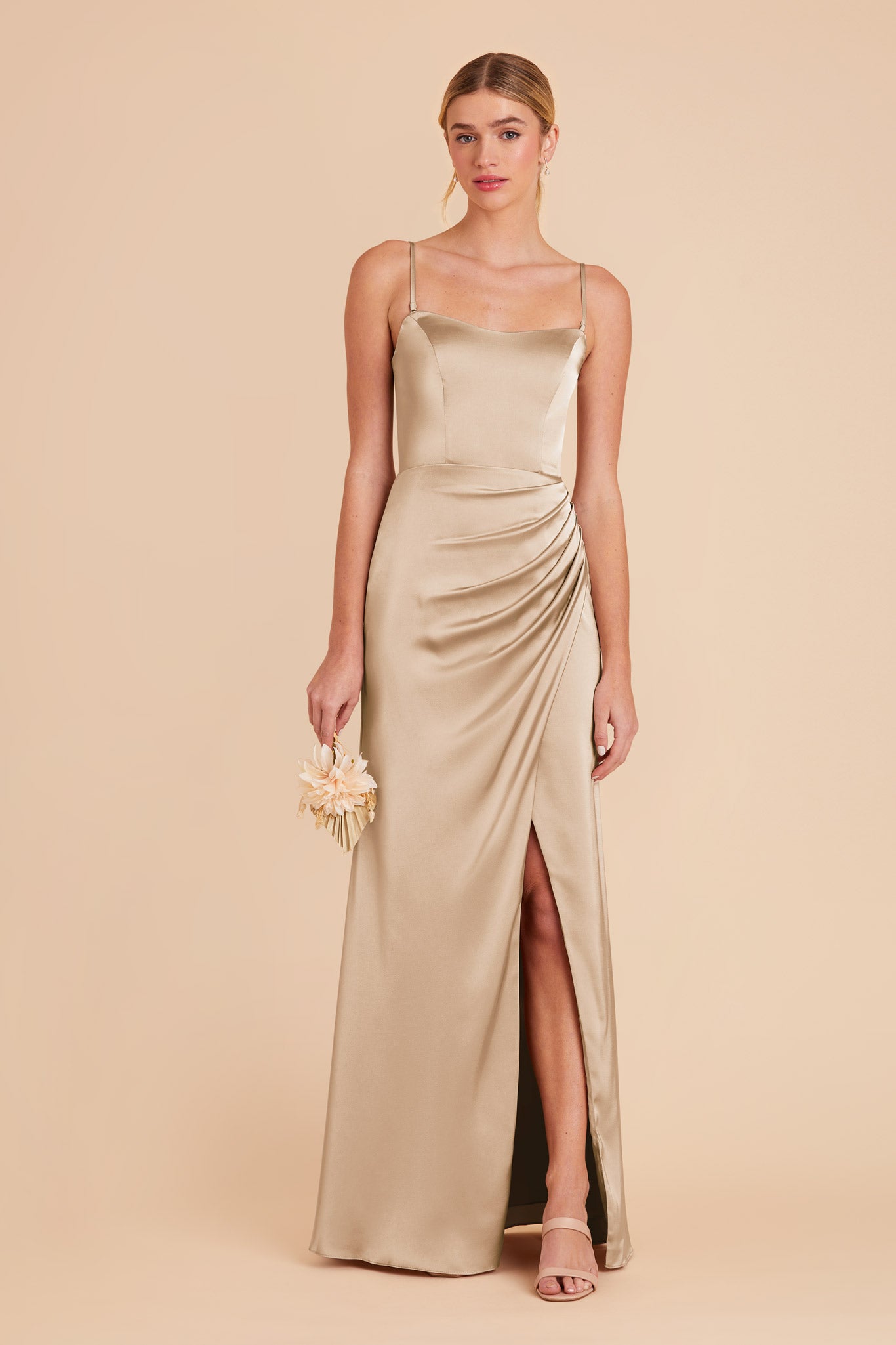Matte Satin Corset Dress with Removable Straps | Anne Gold