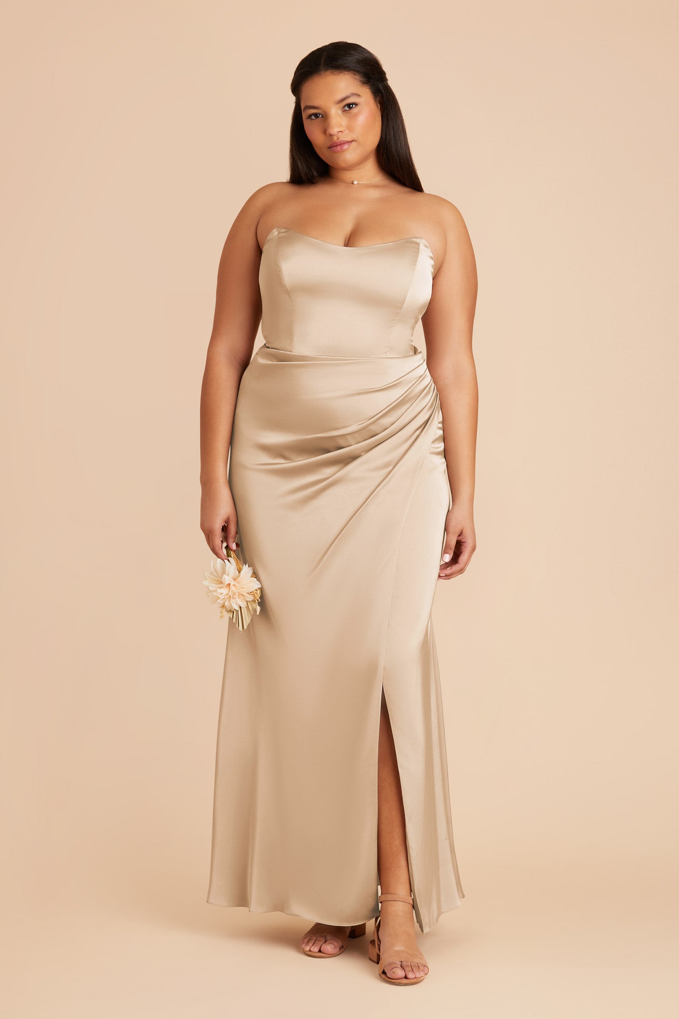 Matte Satin Corset Dress with Removable Straps | Anne Gold