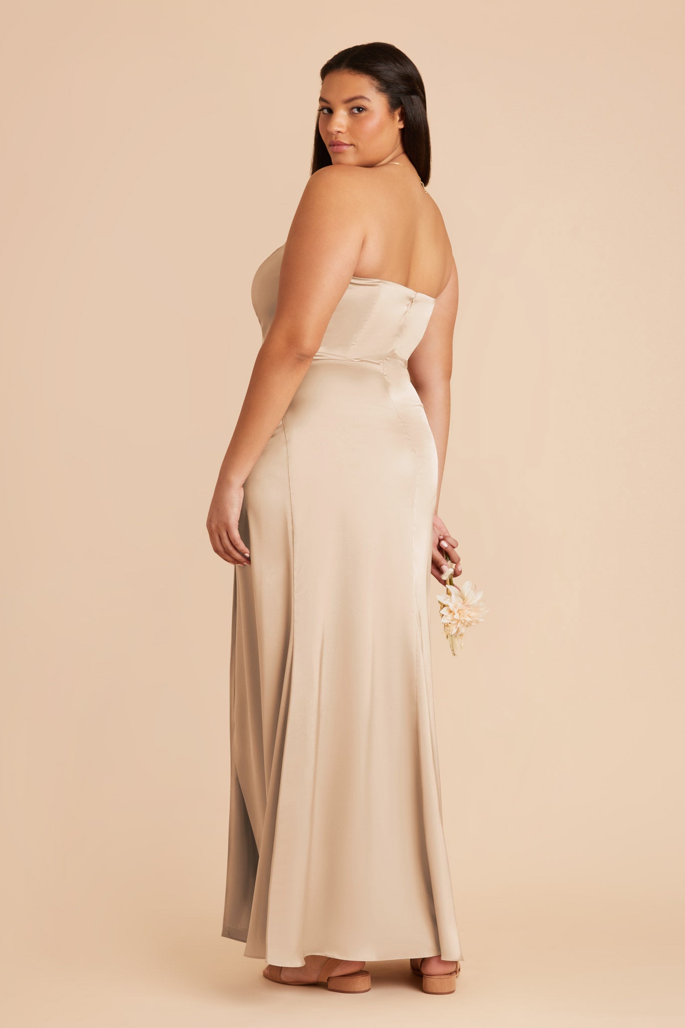 Matte Satin Corset Dress with Removable Straps | Anne Gold
