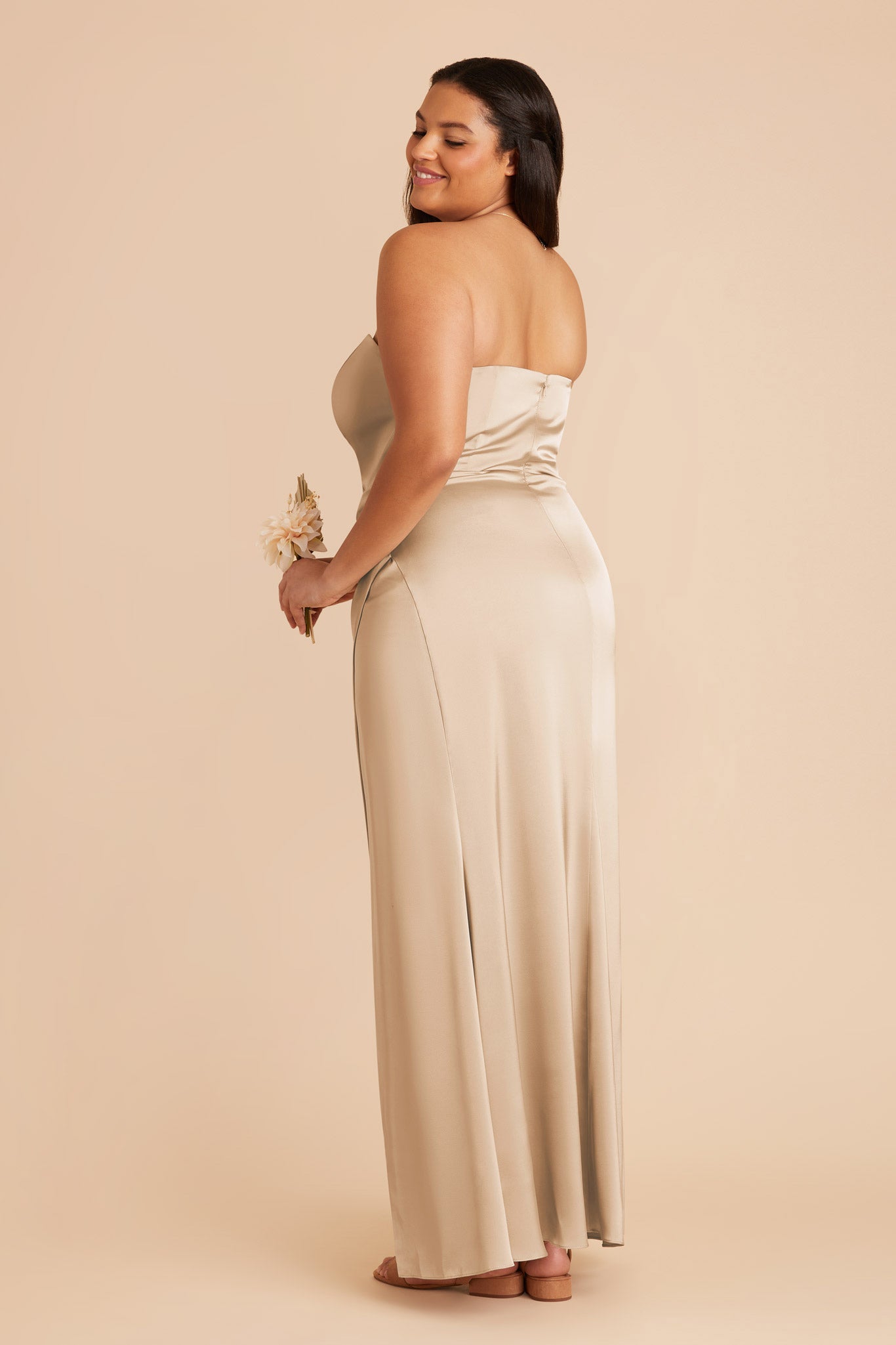 Matte Satin Corset Dress with Removable Straps | Anne Gold