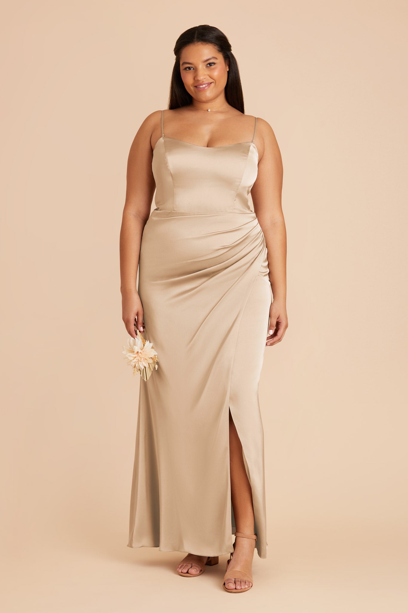 Matte Satin Corset Dress with Removable Straps | Anne Gold