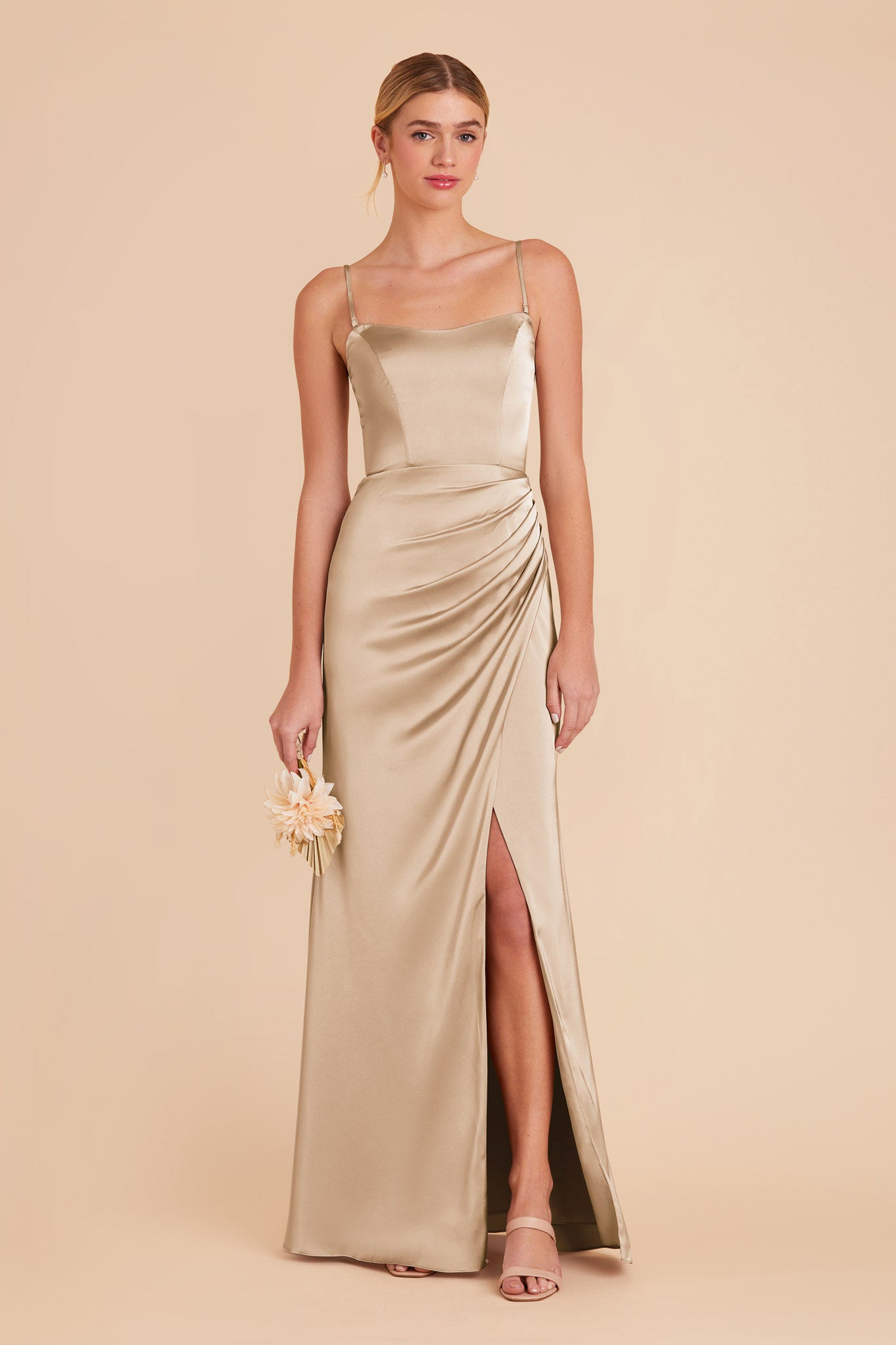Matte Satin Corset Dress with Removable Straps | Anne Gold