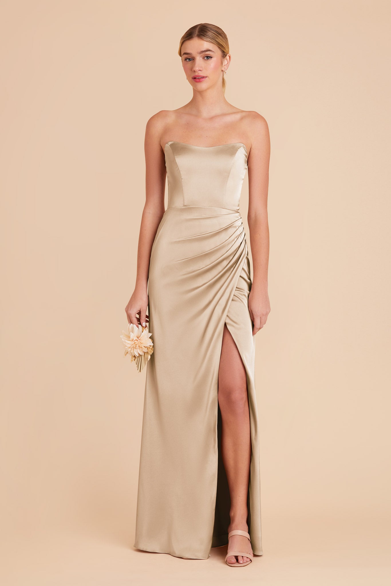 Matte Satin Corset Dress with Removable Straps | Anne Gold